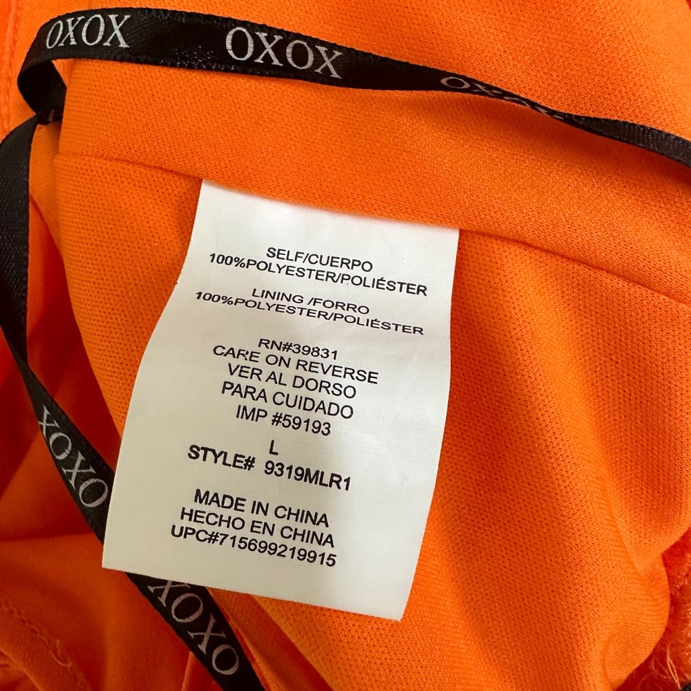 SEXY XOXO ORANGE SILKY CHIFFON SHORTS ROMPER HALTER SPAGHETTI STRAPS BEADED L - Picture 9 of 9